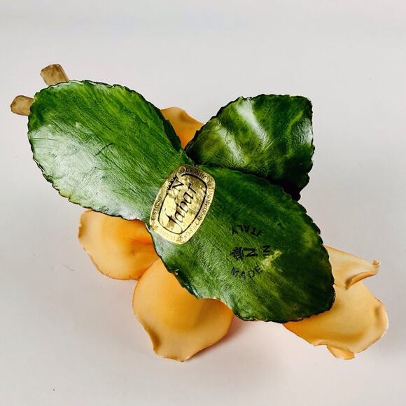 Capodimonte Italy Porcelain Orange Rose Flower Spray Sculpture w/ Label Fabar - Picture 7 of 16